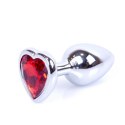 Plug-Jewellery Silver Heart PLUG- Red
