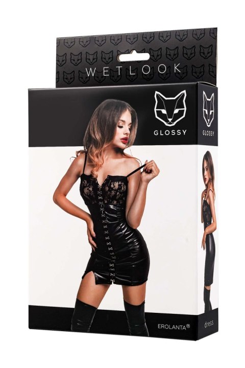 Glossy Nelly, dress, wetlook, black, M