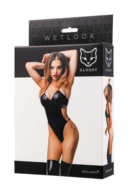 Glossy Reina, bodysuit, wetlook, black, M