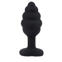 BUTT PLUG Black ribbed small