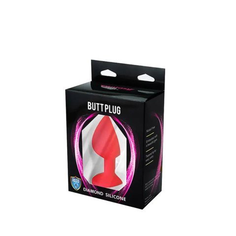 Red large butt plug with white crystal