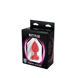 Red small heart-shaped butt plug with white crystal