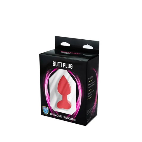Red small heart-shaped butt plug with white crystal