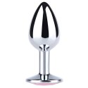 Silver Large Butt Plug with White Diamond