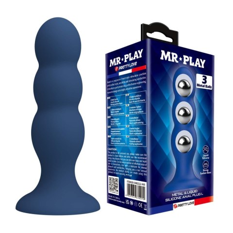 Mr. Play Metal & Liquid Silicone Anal Plug with 3 Metal Balls