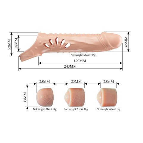 PRETTY LOVE - PENIS SLEEVE, TPE,3 removeable 1 inch extenders