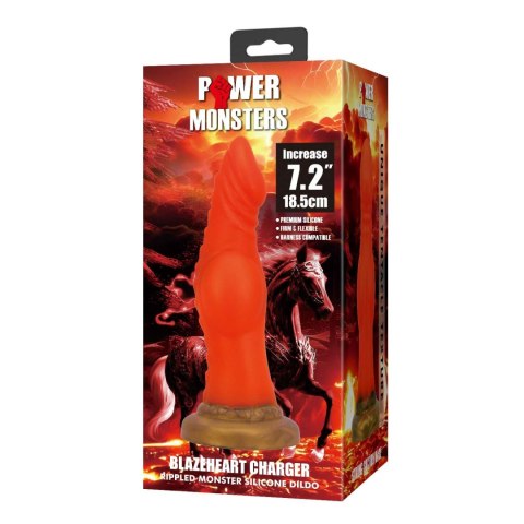 Power Monsters Blazeheart Charger - 18.5 cm Rippled Monster Silicone Dildo