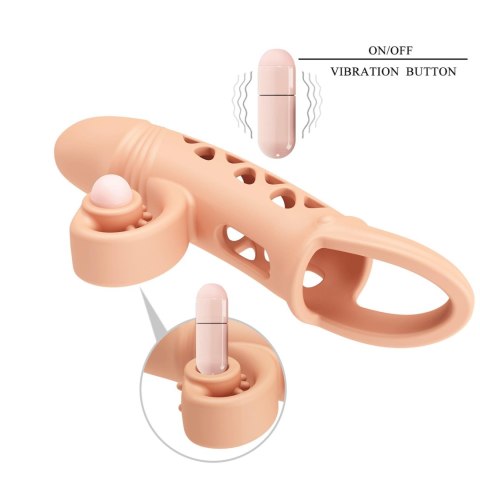 Nakładka Przedłużka Na Penisa ROMANCE Wibracje TPE Flesh