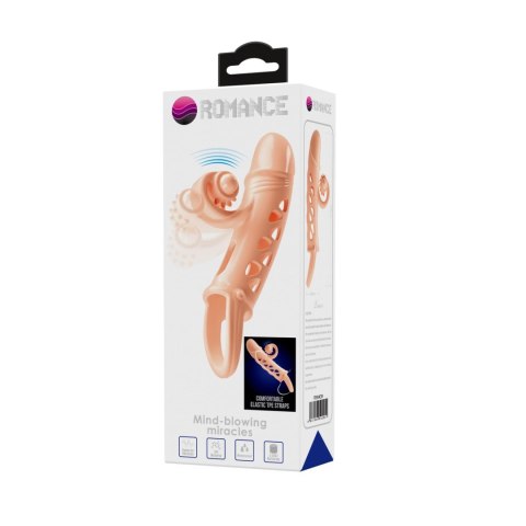 Nakładka Przedłużka Na Penisa ROMANCE Wibracje TPE Flesh
