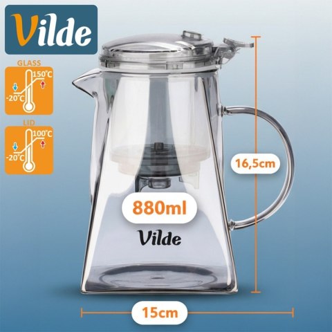 Dzbanek Szklany Vilde 880ml Z Zaparzaczem Spustowym Do Herbaty Ziół