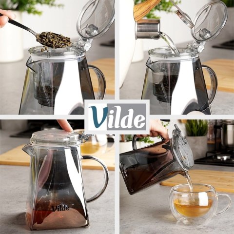 Dzbanek Szklany Vilde 880ml Z Zaparzaczem Spustowym Do Herbaty Ziół