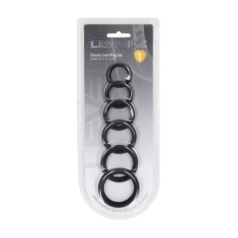 Classic Silicone Cockring Set of 6 - Black