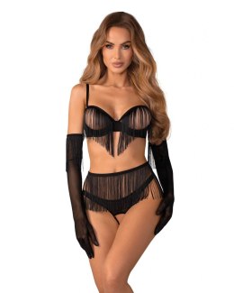 Obsessive Rossay Black komplet otwarty czteroczęściowy L XL