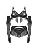 Obsessive Rossay Black komplet otwarty czteroczęściowy L XL