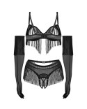 Obsessive Rossay Black komplet otwarty czteroczęściowy L XL
