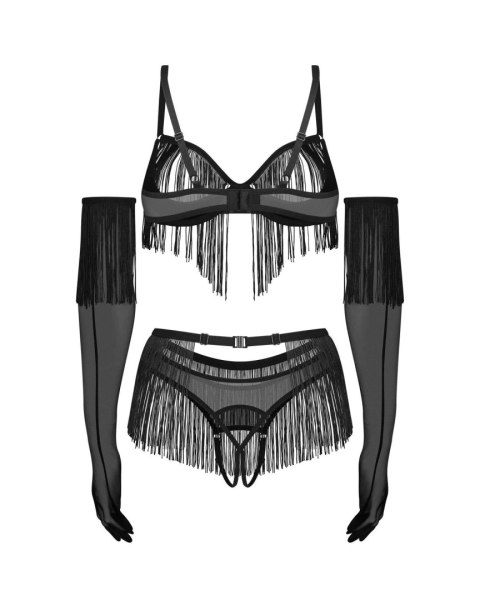Obsessive Rossay Black komplet otwarty czteroczęściowy L XL