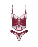Błyszczący lakierowany gorset z stringami Obsessive Redya L/XL