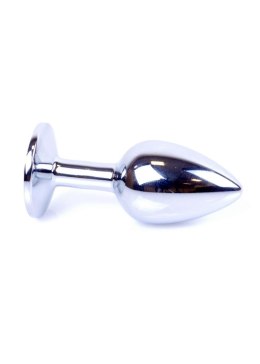 Korek analny srebrny z kryształem ze stali nierdzewnej HeavyFun 7 cm