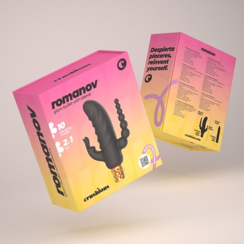 Mini wibrator Crushious Romanov z silikonową nakładką 13 cm