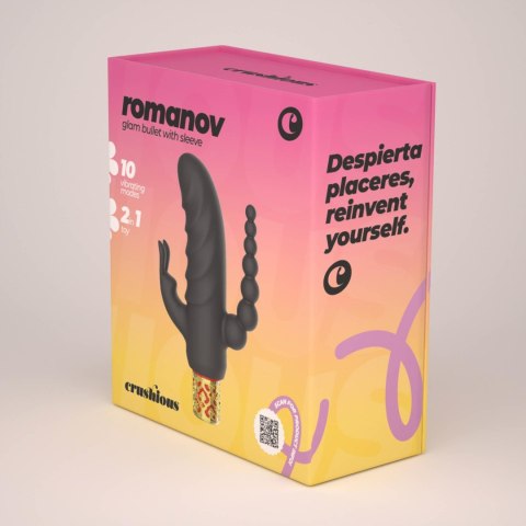 Mini wibrator Crushious Romanov z silikonową nakładką 13 cm