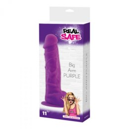 Dildo realistyczne silikonowe z jądrami Real Safe fioletowe