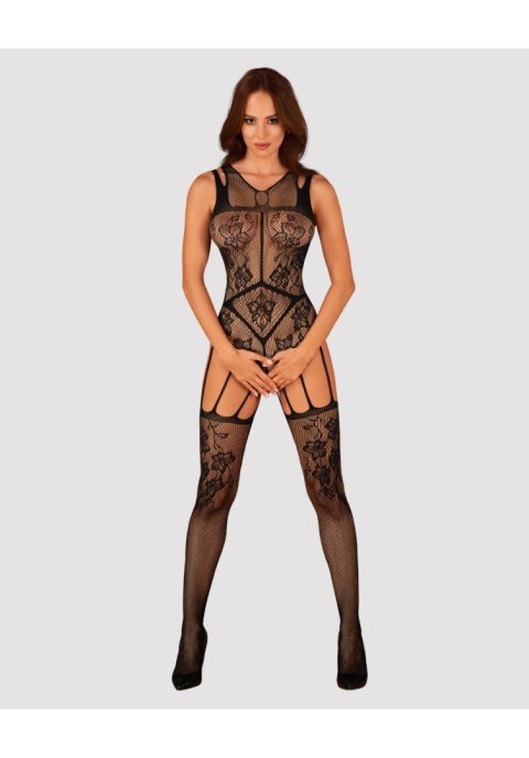 Bodystocking F239 Czarny Seksowny Z Otwartym Krokiem I Pończochami S/M/L