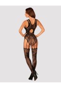 Bodystocking F239 Czarny Seksowny Z Otwartym Krokiem I Pończochami S/M/L