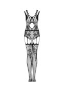 Bodystocking F239 Czarny Seksowny Z Otwartym Krokiem I Pończochami S/M/L