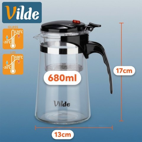 Dzbanek Szklany Vilde 680ml Z Zaparzaczem Spustowym Do Herbaty