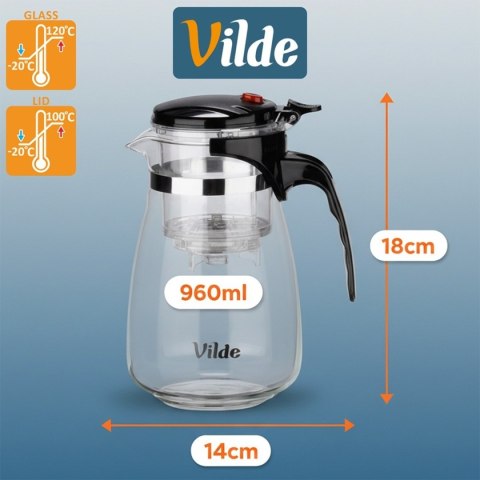 Dzbanek Szklany Vilde 960 ml Z Zaparzaczem Spustowym Do Herbaty