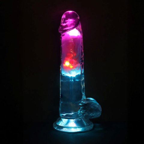 LED Vibrating Straight Cock with Balls - 7" / 18 cm - Transparent