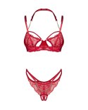 Matildea komplet bielizny Obsessive czerwony otwarty S/M