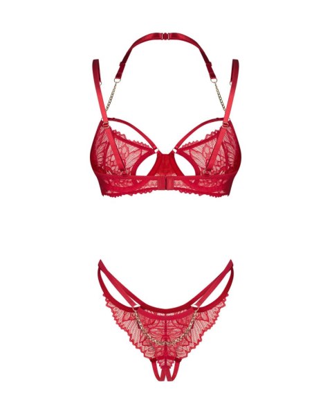 Matildea komplet bielizny Obsessive czerwony otwarty S/M