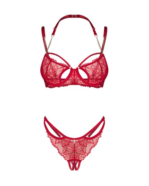 Matildea komplet bielizny Obsessive czerwony otwarty S/M