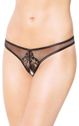 Figi koronkowe z cyrkoniami SoftLine Collection czarny M/L
