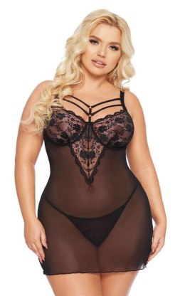 Koszulka babydoll Aldona SoftLine czarna 3XL z stringami