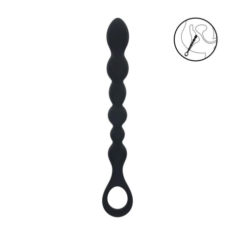 Beaded Snake Silicone Anal Probe with Loop - Black