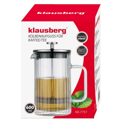 Zaparzacz Tłokowy Klausberg 600 ml Termiczny Szklany French Press