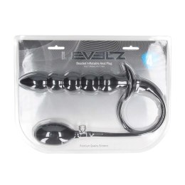 Beaded Inflatable Silicone Anal Plug - Black