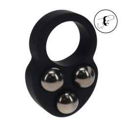 Liquid Silicone Triple Weighted Ball Cockring - Black