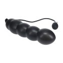 Beaded Inflatable Silicone Anal Plug - Black