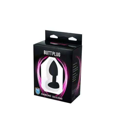 Black small heart-shaped butt plug with white crystal