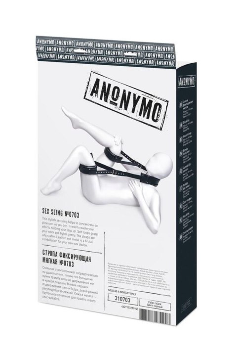 Anonymo fixing sling, PU leather, black, 145 cm