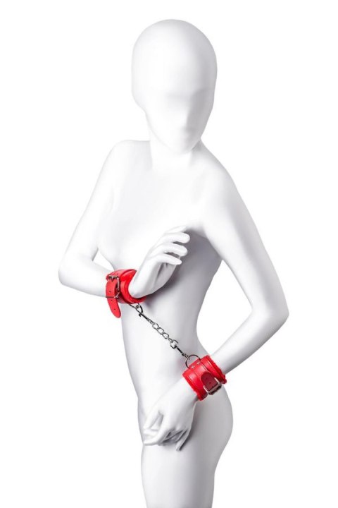 Anonymo handcuffs, PU leather, red, 27 cm