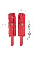 Anonymo handcuffs, PU leather, red, 27 cm