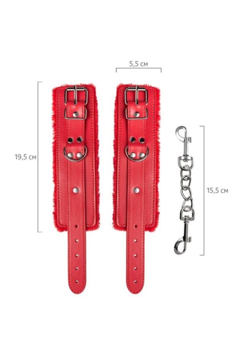 Anonymo handcuffs, PU leather, red, 27 cm