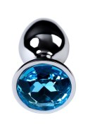 Silver anal plug TOYFA Metal,with a Topaz color gem
