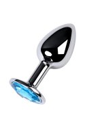 Silver anal plug TOYFA Metal,with a Topaz color gem