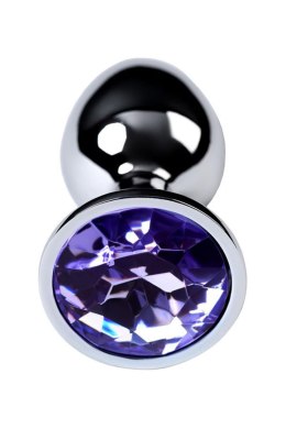 Silver anal plug with gem, blue