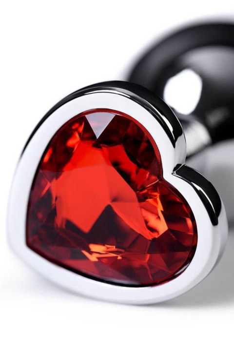 Silver anal plug with pink gem heart-shaped